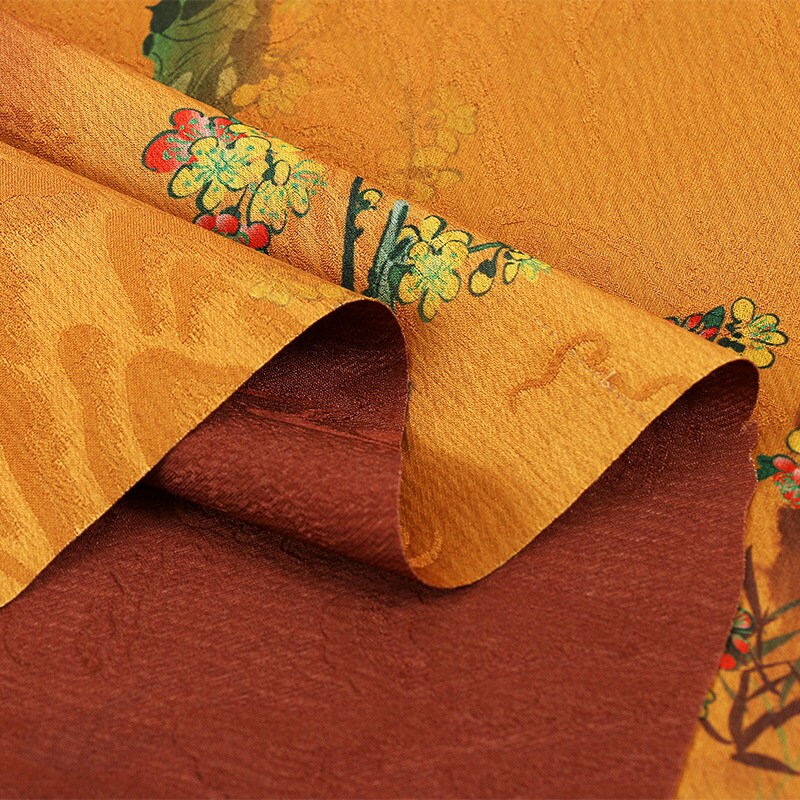 Tissu de gaze cantonaise en satin perlé à motifs floraux : tissu pour qipao cheongsam, 147 cm de large
