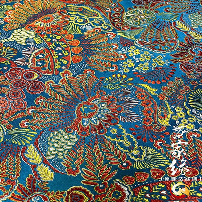 Plumeria Silk Brocade Fabric: Hand Woven Damask (29.5"W)