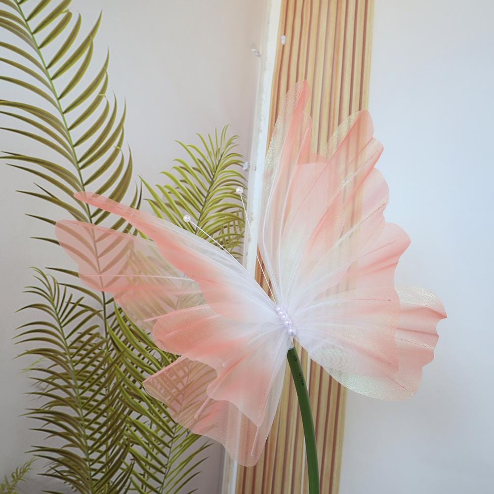 Gradient Butterfly Wedding Decor: Floral Centerpiece, Photo Booth Backdrop