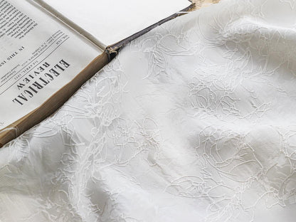 Embossed Jacquard Fabric: 3D Texture, Silver Thread Blend - 55" Wide