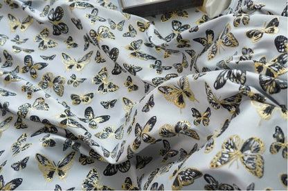 Gold Thread Butterfly Jacquard Fabric: 59" Wide, Upholstery & Drapery By Meter