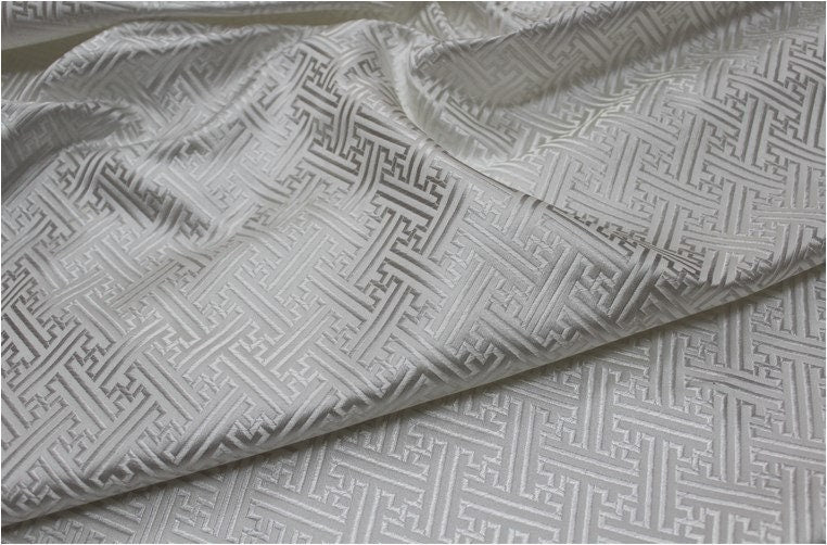 Chinese Brocade Fabric: Fret Pattern Silk Rayon Blend, 29.5" Wide