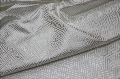 Chinese Brocade Fabric: Fret Pattern Silk Rayon Blend, 29.5" Wide
