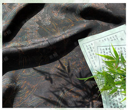 Floral Print Satin Tea Silk Fabric | Ash Gray, 59" Wide