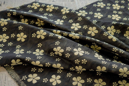 Gilded Flower Jacquard Woven Fabric: Embossed Gold Thread, 56" Wide