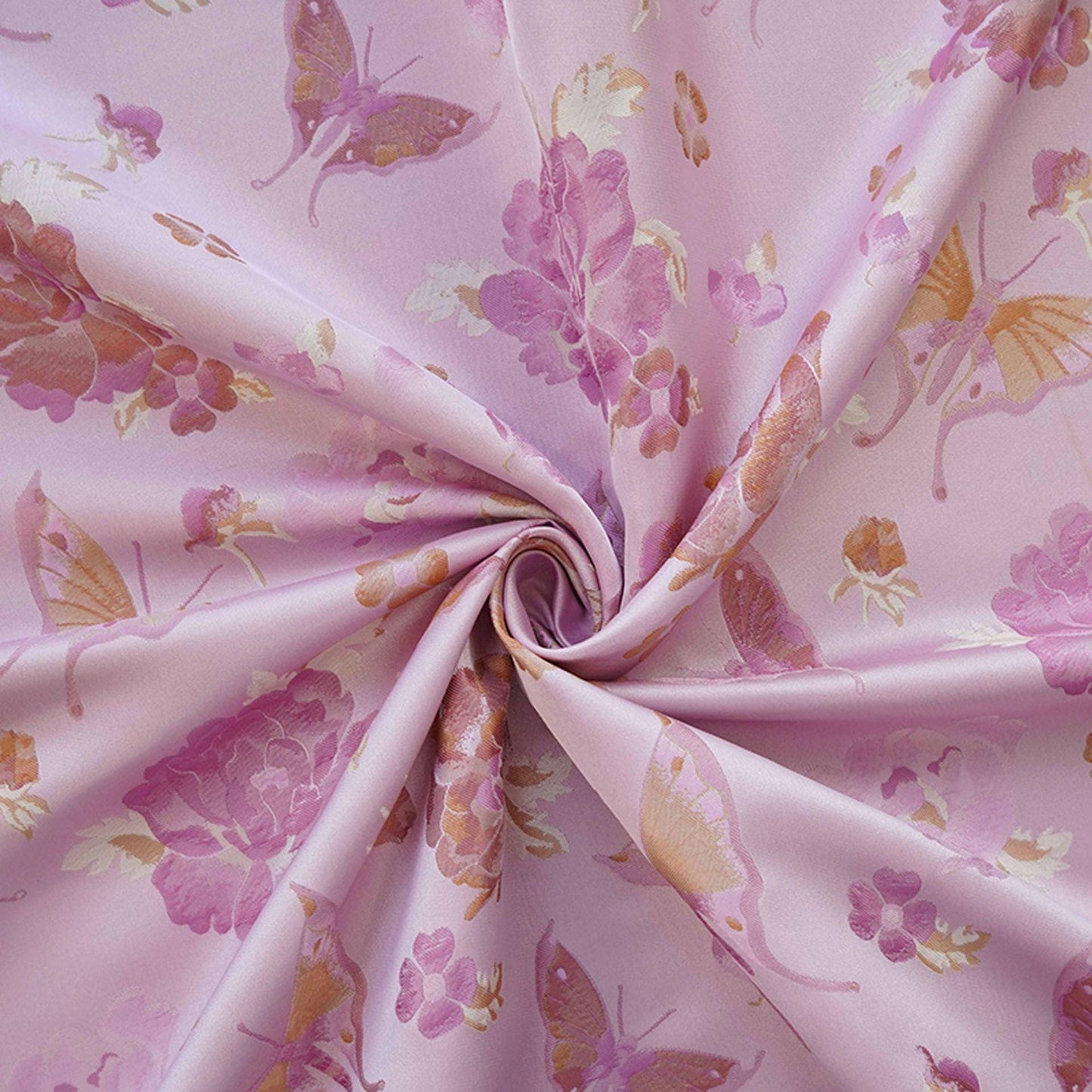 Butterfly Jacquard Fabric: Pink & Purple Designer Upholstery - 65"W