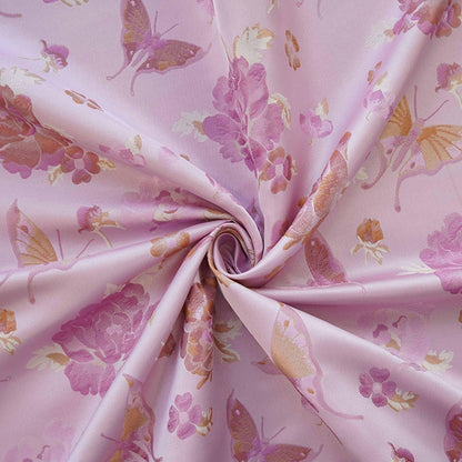 Butterfly Jacquard Fabric: Pink & Purple Designer Upholstery - 65"W
