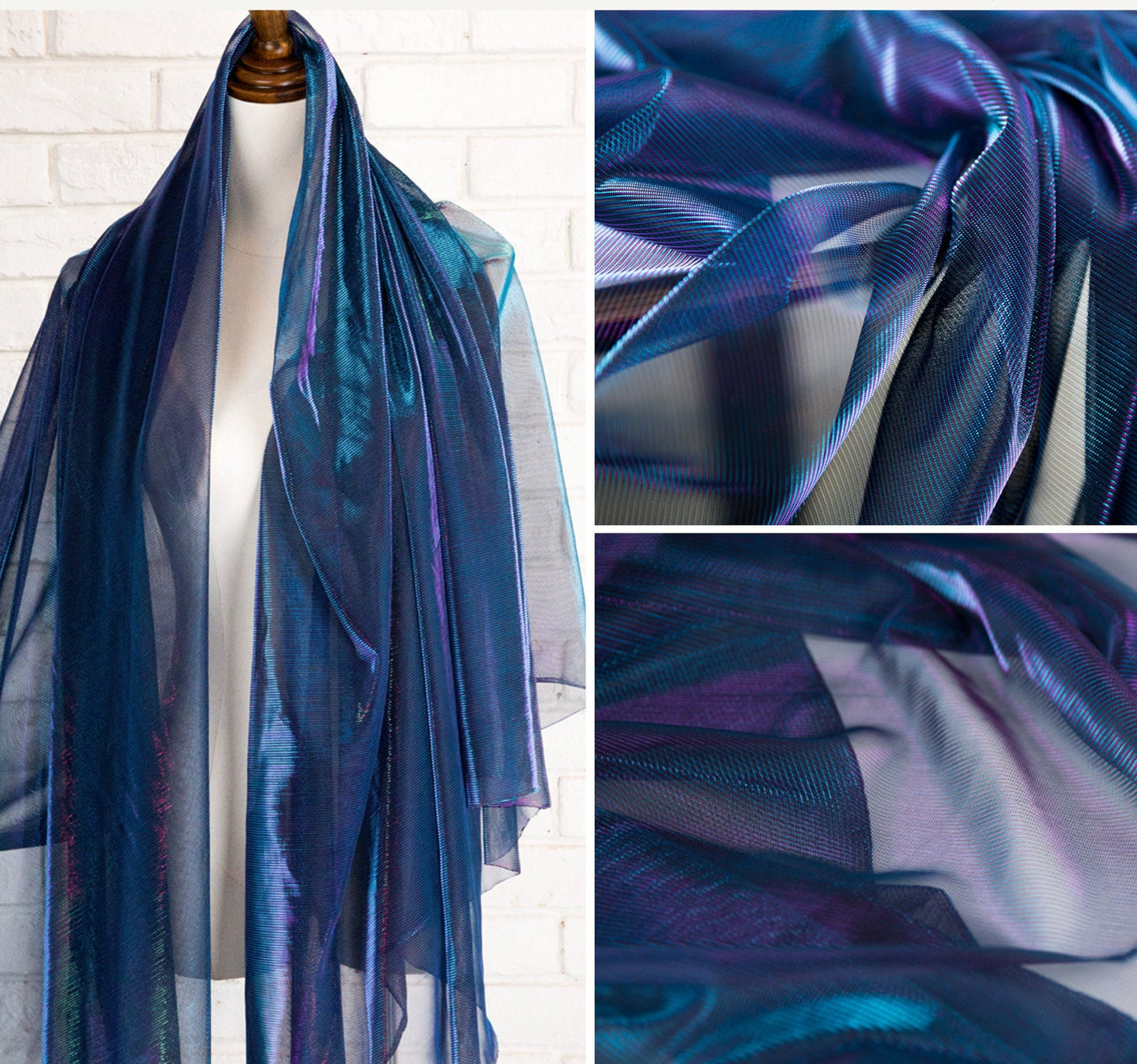 Gradient Hollow Mesh Fabric, Laser Illusion Polyester, Costume, Decor
