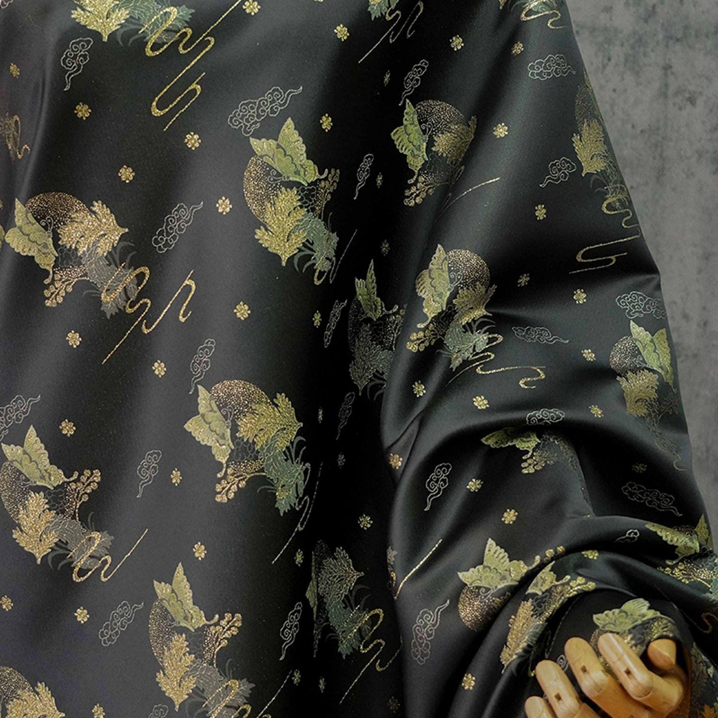 Black Jacquard Fabric: Gold Butterfly Pattern, Upholstery & Sewing (59" W By 1 Meter)