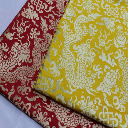 Tissu brocart de soie à motif de dragon chinois : pour costumes et ameublement, 74 cm de large