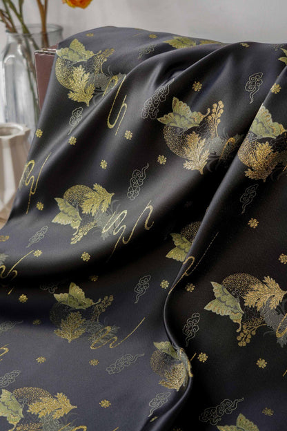 Black Jacquard Fabric: Gold Butterfly Pattern, Upholstery & Sewing (59" W By 1 Meter)