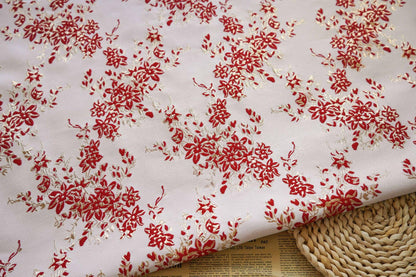 Gold Thread Floral Jacquard Fabric: 3D Oil Painting Texture, 55" Wide