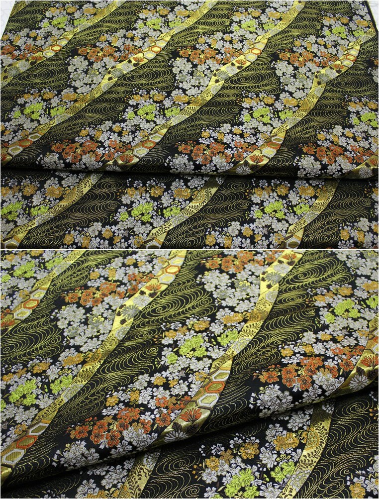 Tissu brocart de soie jacquard à motif floral Nishijin - 29,5 pouces