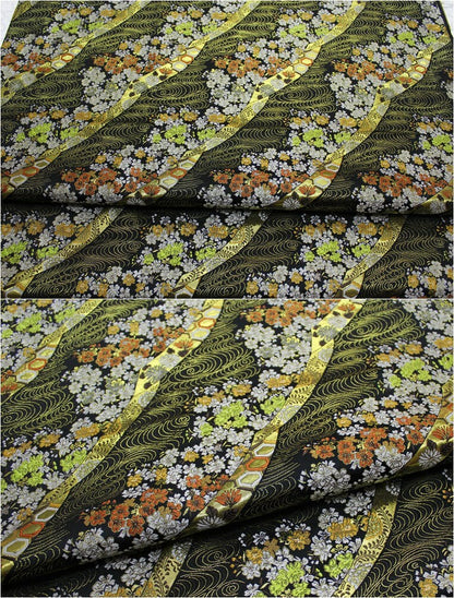 Tissu brocart de soie jacquard à motif floral Nishijin - 29,5 pouces