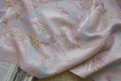 Gold Thread Jacquard Fabric: 3D Oil Painting Texture, 57" Wide