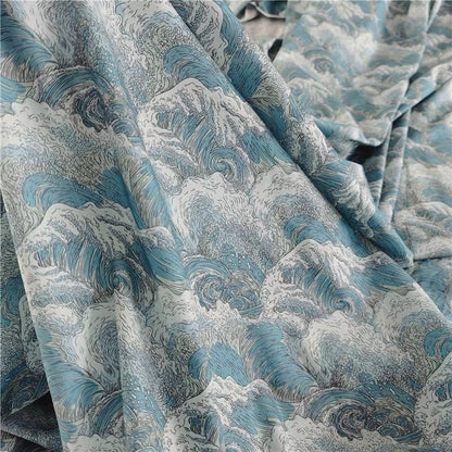 Japanese Wave Print Fabric: 100% Cotton Sewing Material