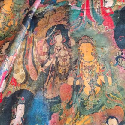 Dunhuang Fresco Fabric: Asian Vintage Style Cotton (43"W)