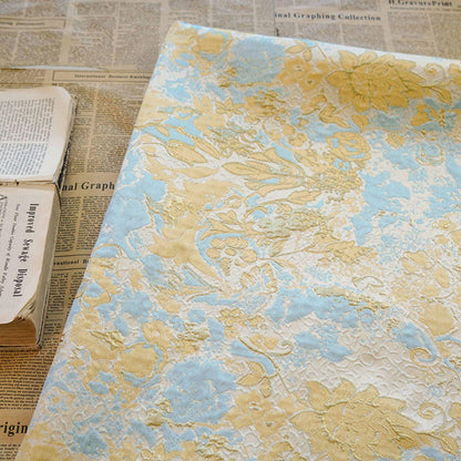 Tissu jacquard à fil doré : texture peinture à l’huile 3D, largeur 140 cm (55 po) – au mètre