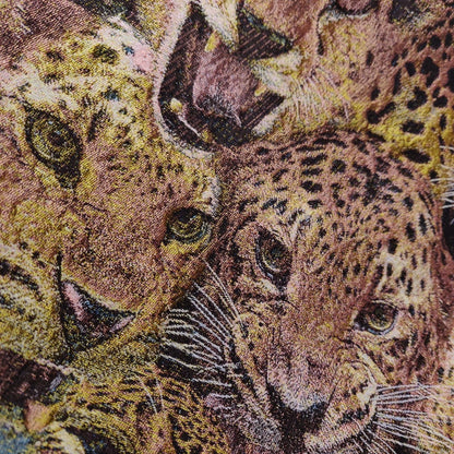 Tissu jacquard léopard tigre : revêtement d’ameublement tissé en relief, 152 cm de large