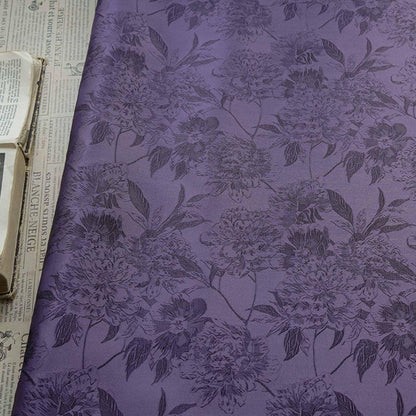 Nishijin Woven Brocade Fabric: Gold Thread Purple Jacquard, 62" Wide - Poppylollipop