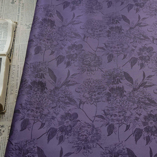 Nishijin Woven Brocade Fabric: Gold Thread Purple Jacquard, 62" Wide - Poppylollipop