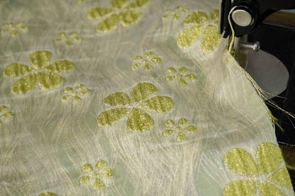 Gilded Flower Jacquard Woven Fabric: Embossed Gold Thread, 56" Wide
