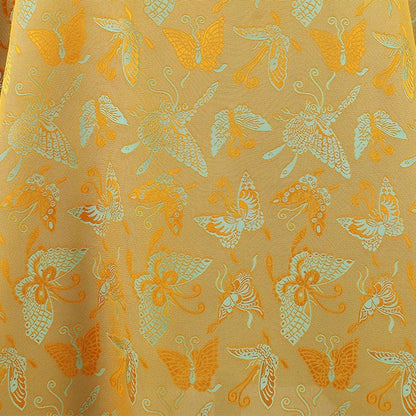Tissu satiné jacquard papillon : impression numérique bicolore, 150 cm de large