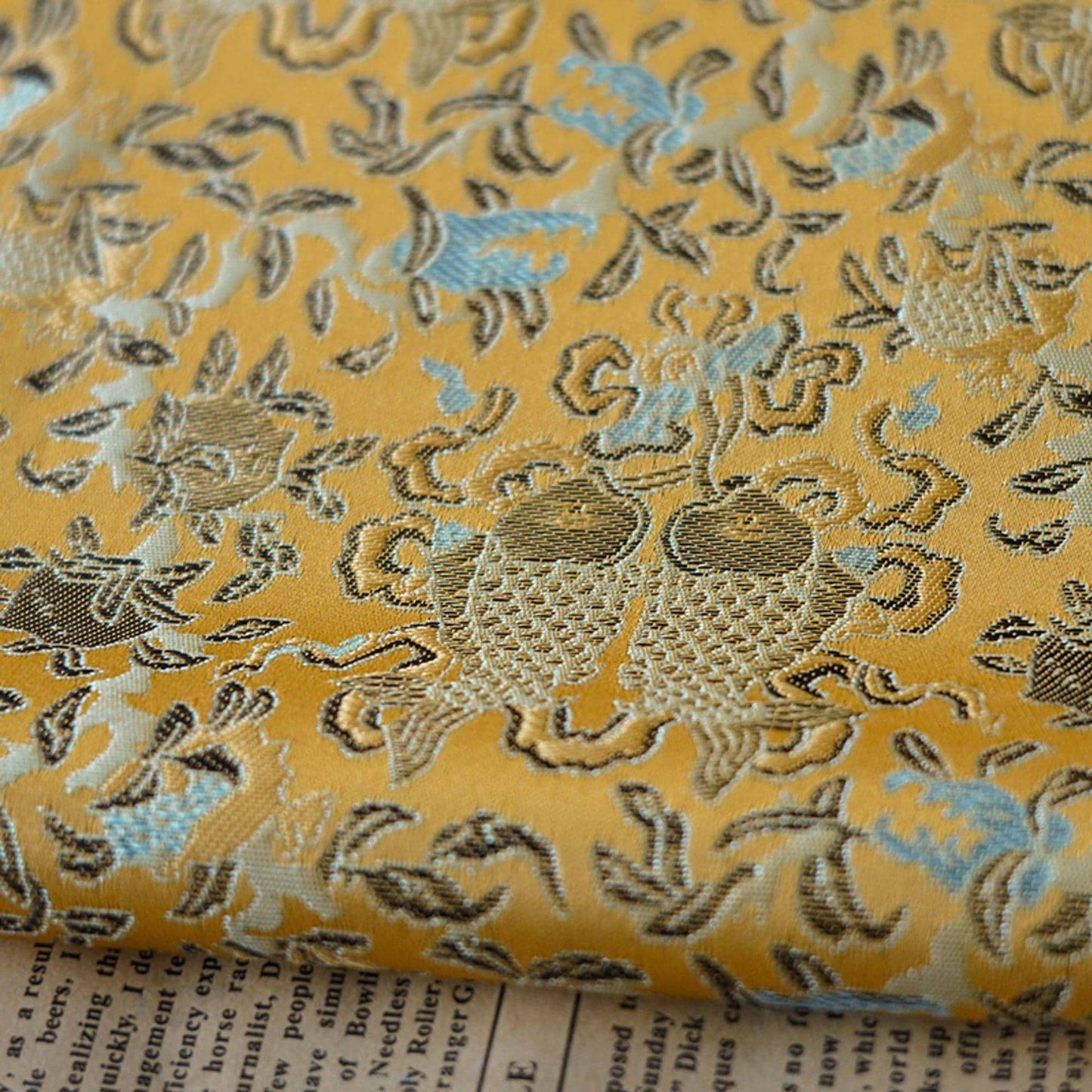 Pisces Fish Brocade Fabric: 58"W Chinese Style Sewing Material