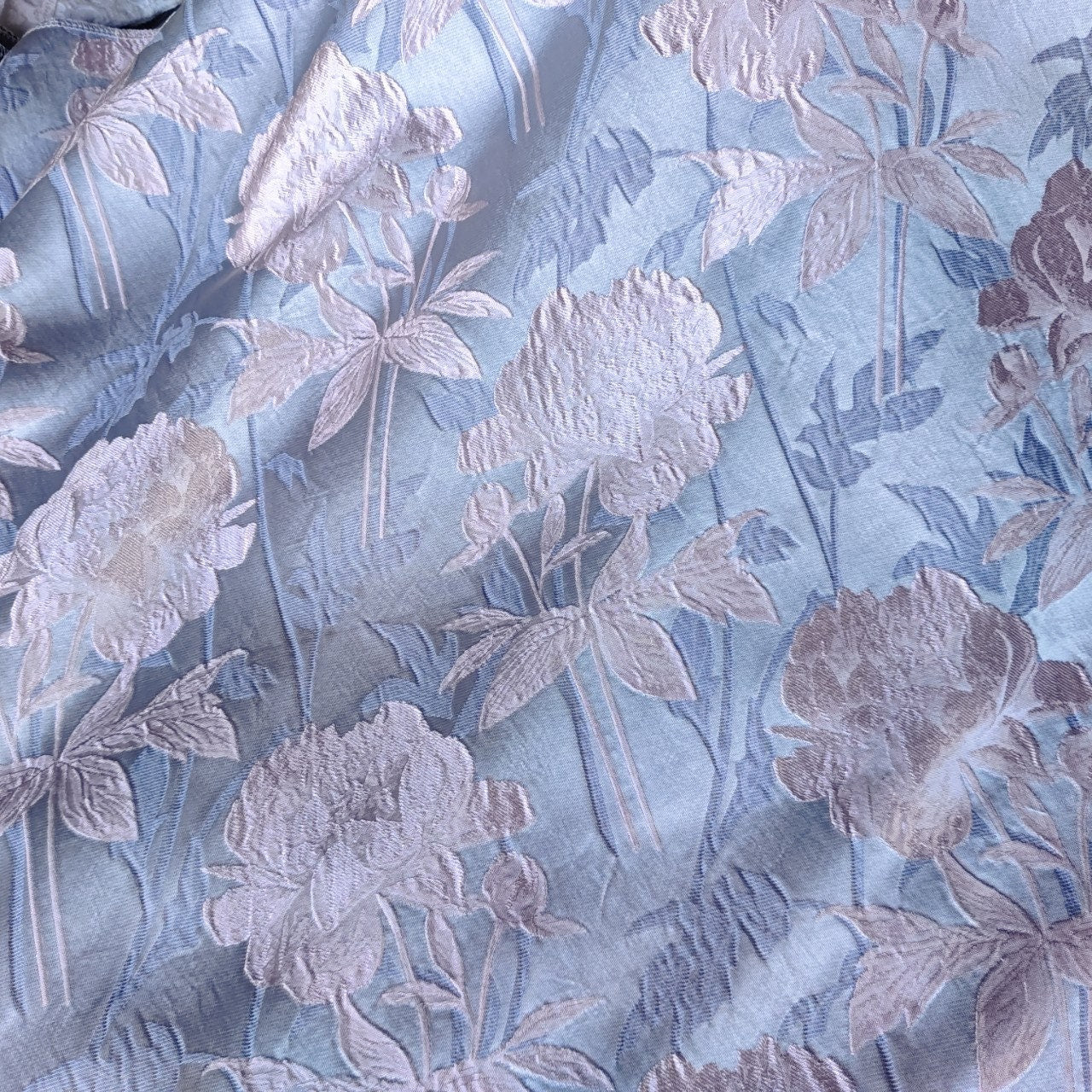 Reversible Floral Jacquard Fabric: Gold Thread, 3D Embossed - 62"W