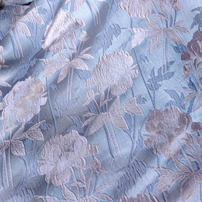 Reversible Floral Jacquard Fabric: Gold Thread, 3D Embossed - 62"W