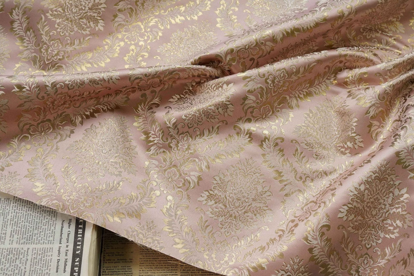 Gold Thread Brocade Jacquard Damask Fabric - Retro Palace Style