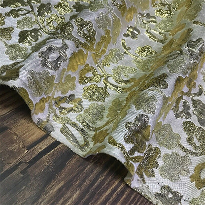 Gold Embossed Jacquard Fabric: 3D Designer Sewing Material, 55" Wide