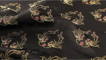 Phoenix Brocade Fabric: Japanese Nishijin Weaving with Gold Thread (59"W)