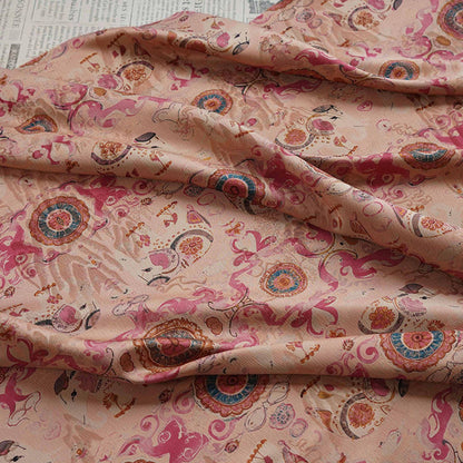 Lucky Elephant Tea Silk Satin Fabric: 59"W Green Upholstery