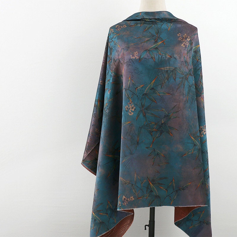 Bamboo Print Tea Silk Satin Fabric: 59"W Upholstery & Costume