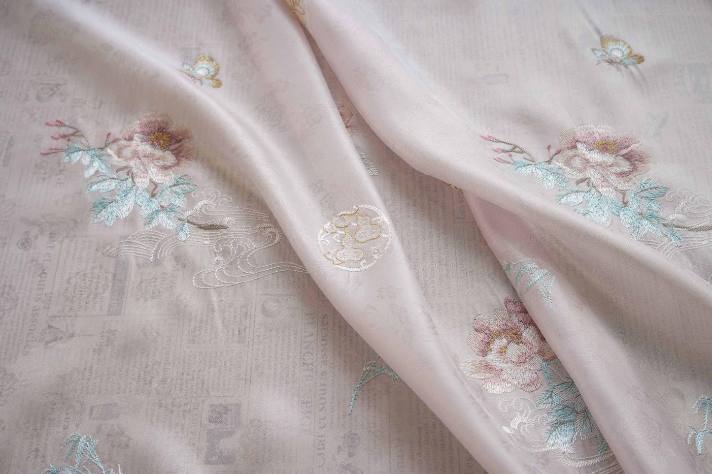 Embossed Flower Embroidery Organza Fabric: 59"W Silk Dress Material