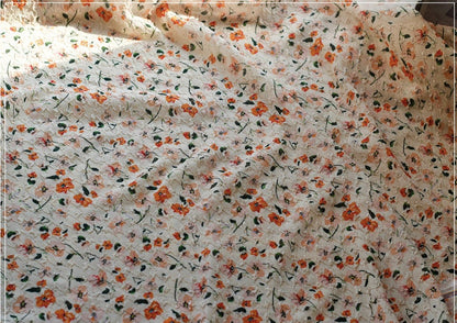 Floral Embossed Silk Chiffon Fabric: 53"W Bubble Crumpled Texture