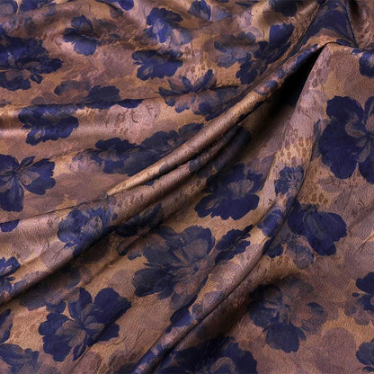 Damask Floral Silk Fabric: 59"W Digital Print Satin