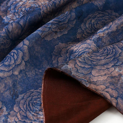 Tissu en rayonne et soie à motif floral rose - Textile imprimé doux, 140 cm de large