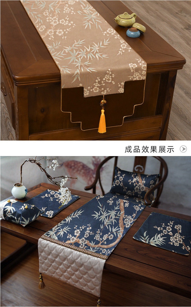 Bamboo & Plum Blossom Brocade Jacquard Fabric: 57"W Damask Upholstery
