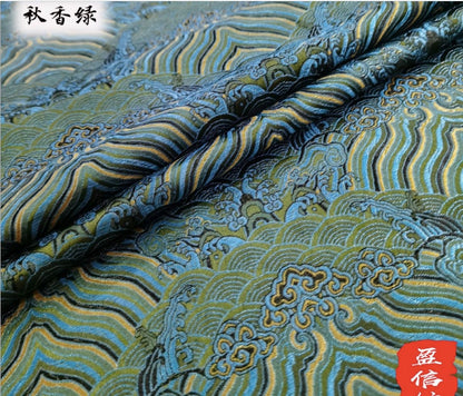 Ocean Waves Silk Rayon Brocade Fabric: 59" Wide Sewing Material