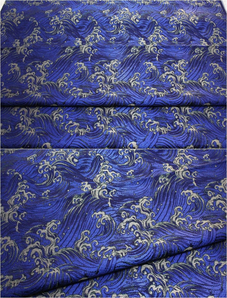 Ocean Waves Silk Rayon Brocade Fabric - 29.5"/75cm