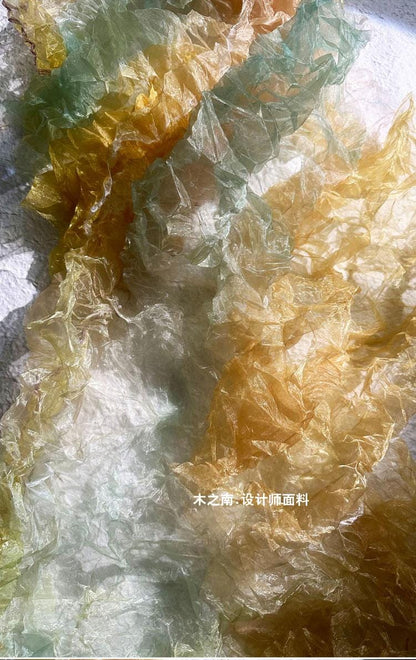 Pleated Crepe Fabric: Amber Hand-Pressed Texture, 57" Wide