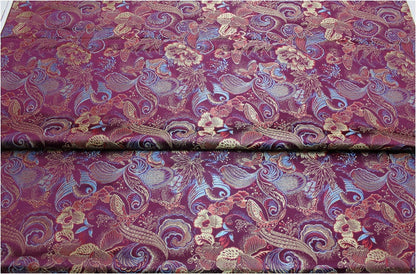 Tissu brocart de soie pivoine papillon : 150 cm de large, tissu de mariage chinois