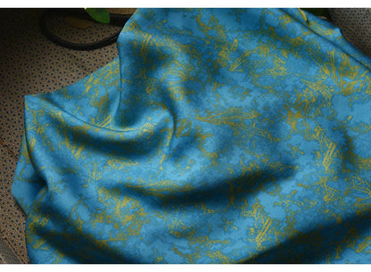Azure Peacock Blue Cotton Sateen Fabric: 55" Wide, Drapery, Costume
