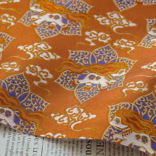 Tissu brocart Song avec jacquard à fils d'or | Brocart de soie chinois de luxe | Tissu à motif impérial traditionnel, 150 cm de large