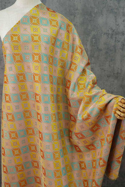 Tissu tissé à carreaux losanges bohèmes : mélange de rayonne, 150 cm de large