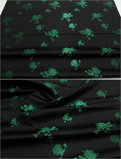 Tissu brocart chrysanthème : Revêtement d'ameublement Cheongsam de style folklorique (largeur 29,5")
