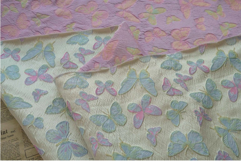 Butterfly Jacquard Fabric: 3D Texture Upholstery, Costume, Decor - 63" W