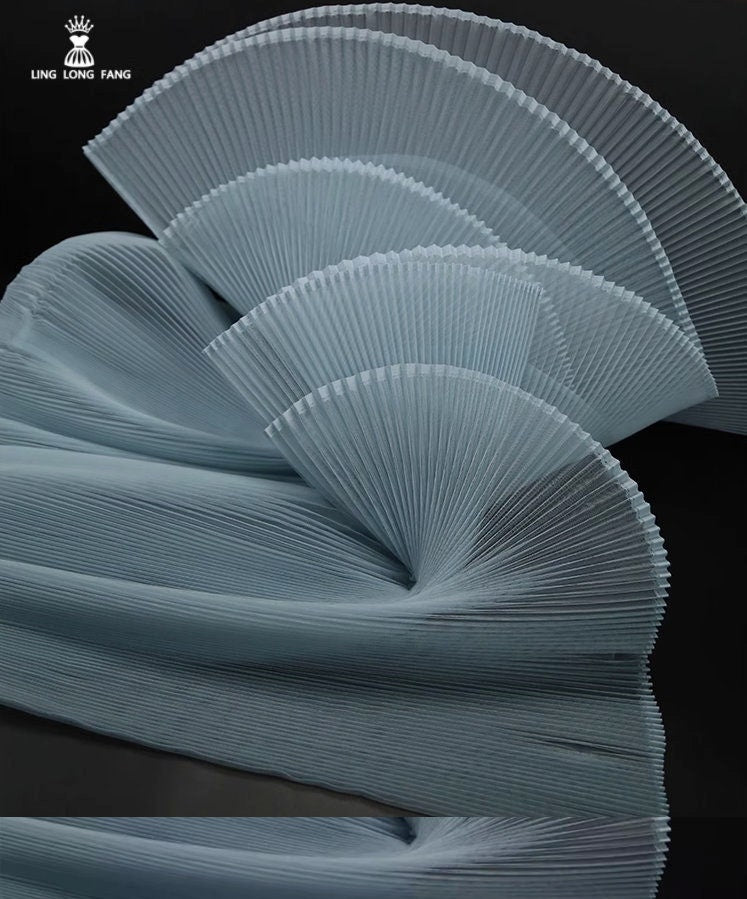 Pleated Tulle Fabric: Stiff Hard Yarn, 63" Wide Designer Material